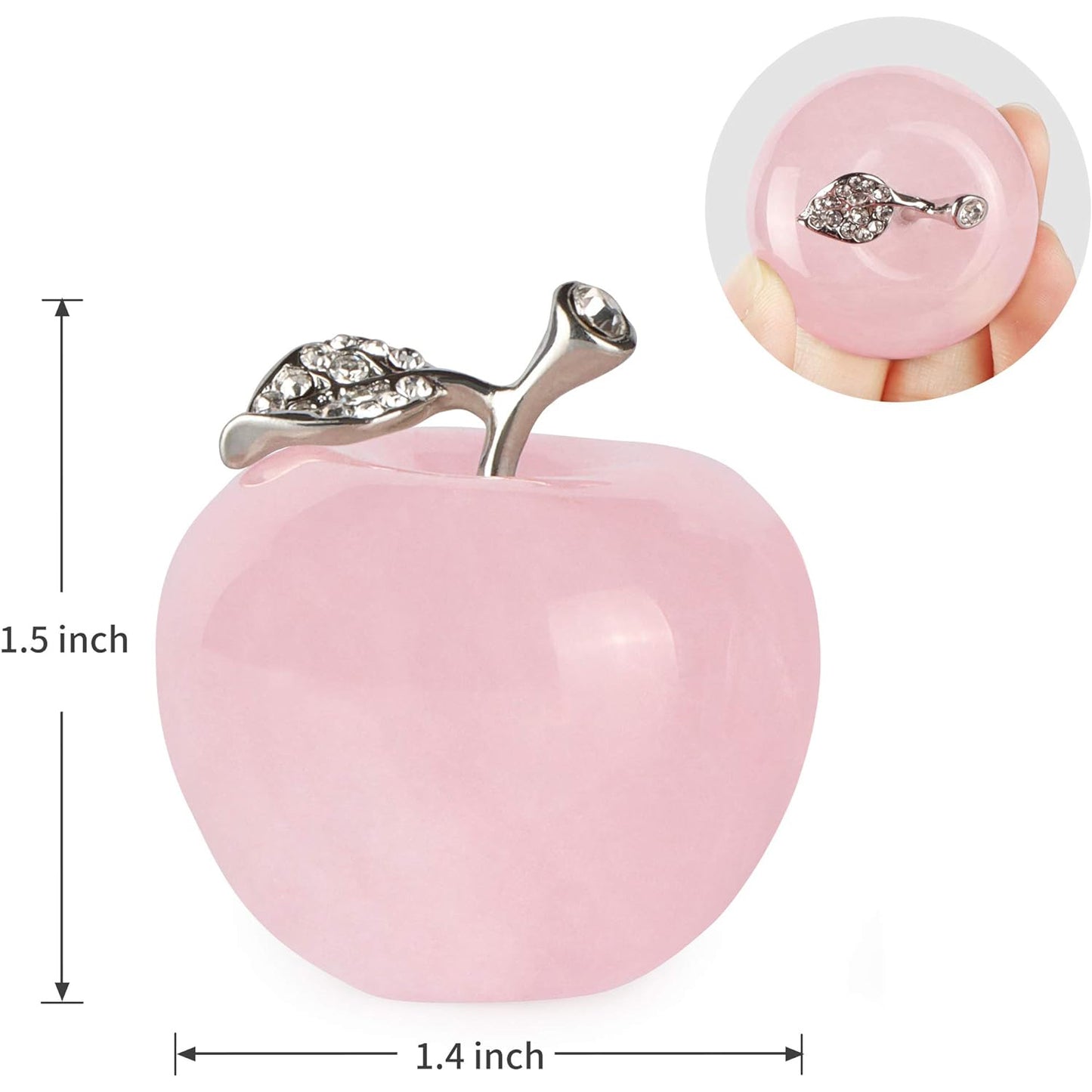 1.5" Rose Quartz Apple Healing Stone for Home Office Decor Gifts