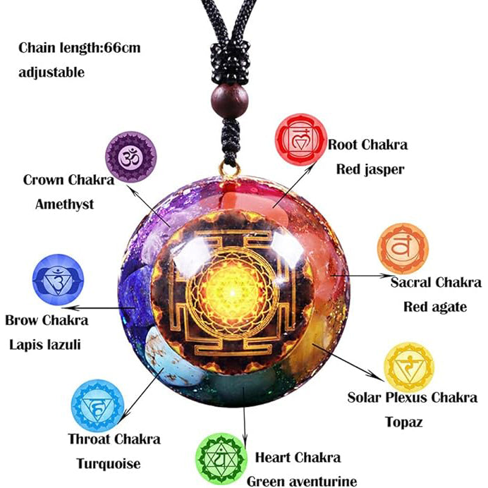 7 Chakra Gemstone Reiki Healing Crystals Chakra Orgonite Pendant