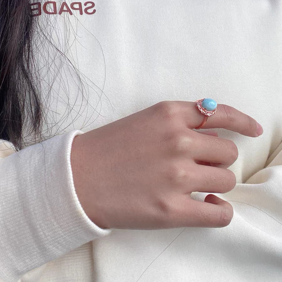 Larimar Ring: Dive into Tranquility with Our Ocean-Inspired Crystal Jewelry