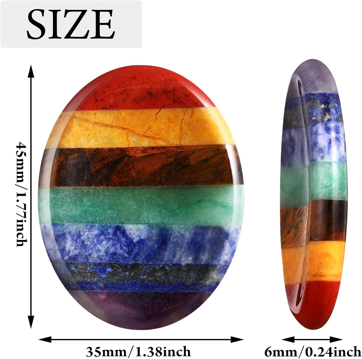 Thumb Worry Stone for Anxiety 7 Chakra Healing Crystals